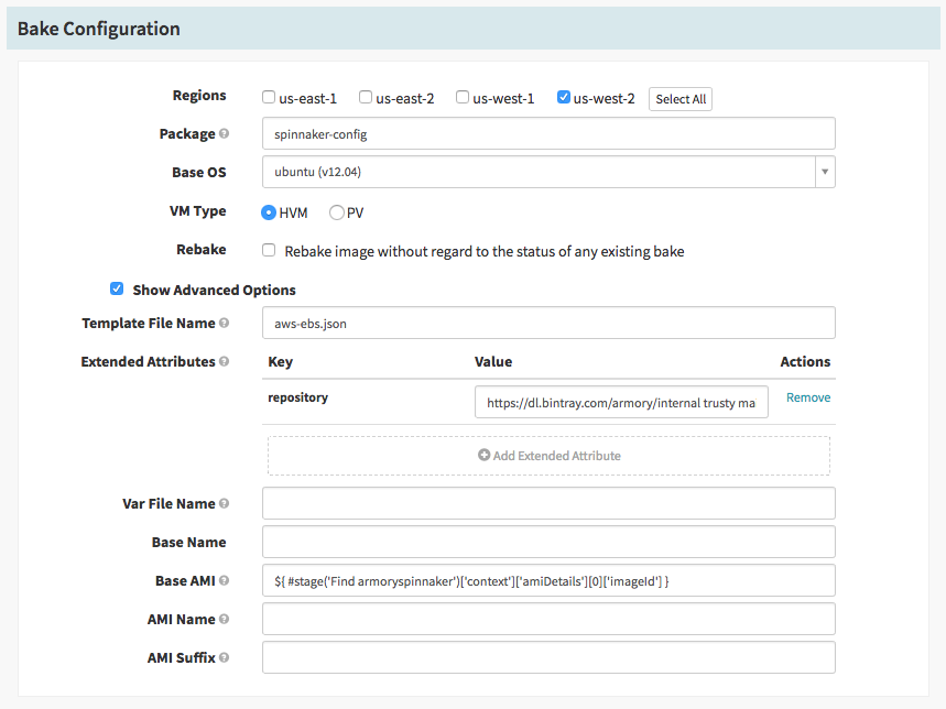 Bake config