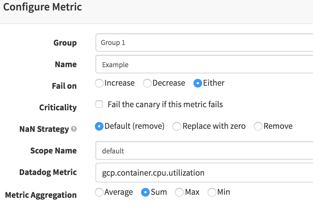 Datadog Metric Dialog