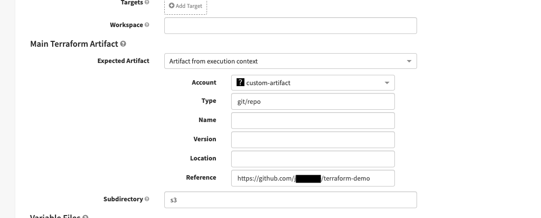 Terraform git repo artifact