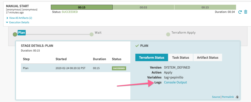 Terraform Integration logs